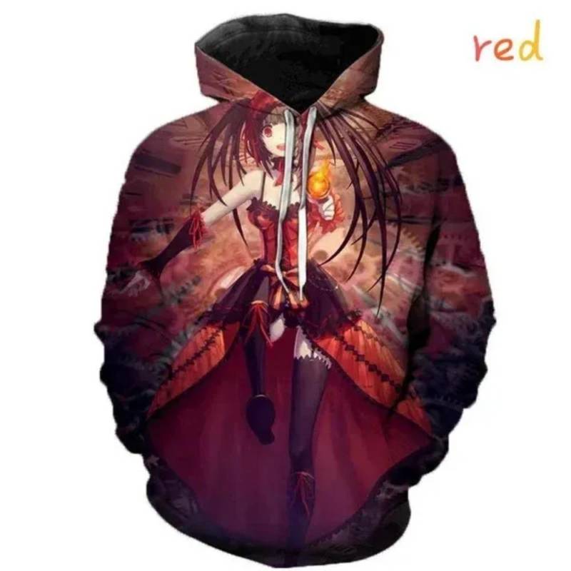 Frühling Herbst Cool Girl Street Style Lockerer Hoodie 3D-Druck Anime Thema Hoodie Tokisaki Kuangsan Print Hoodie L von Joom DACH