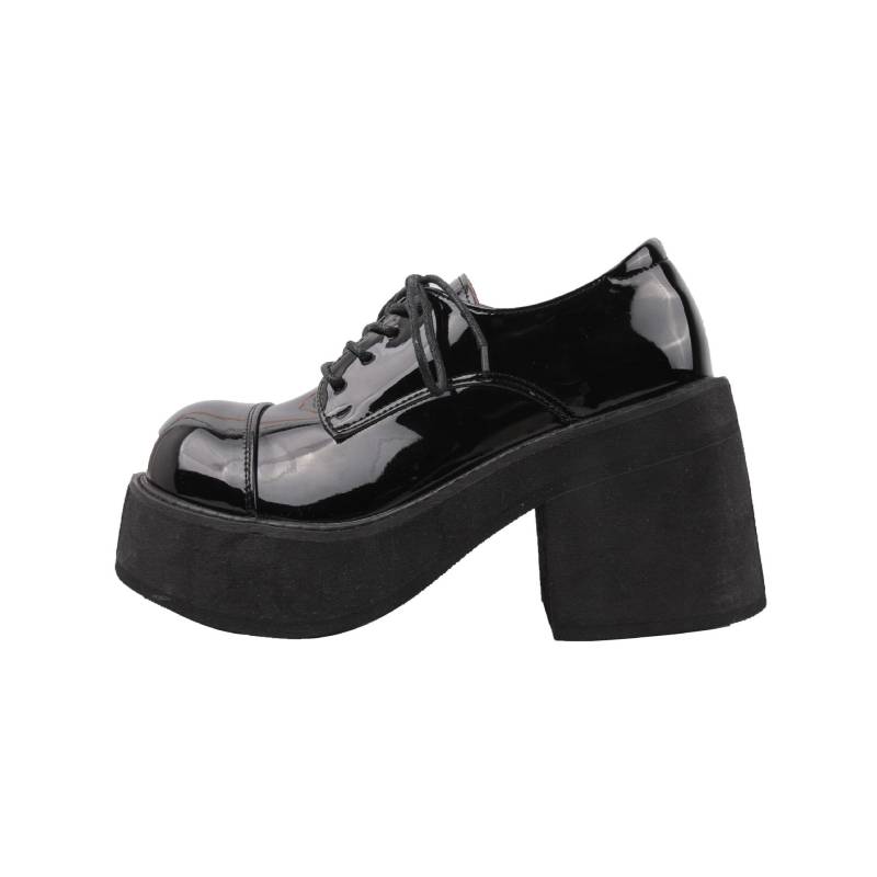 Frühling Herbst Damen Chunky High Heel Einzelschuhe Schwarze Plateau Schnürpumps Elegante Mary Jane Loafer Schuhe mit runder Spitze 35 schwarz von Joom DACH