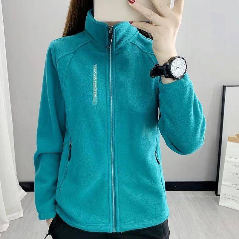Frühling Herbst Damen Fleecejacke Fleece Plus Samt Verdickt Stehkragen Strickjacke Outdoor Sport Warmer Pullover Top Hoodies und Sweatshirts XXXXL von Joom DACH