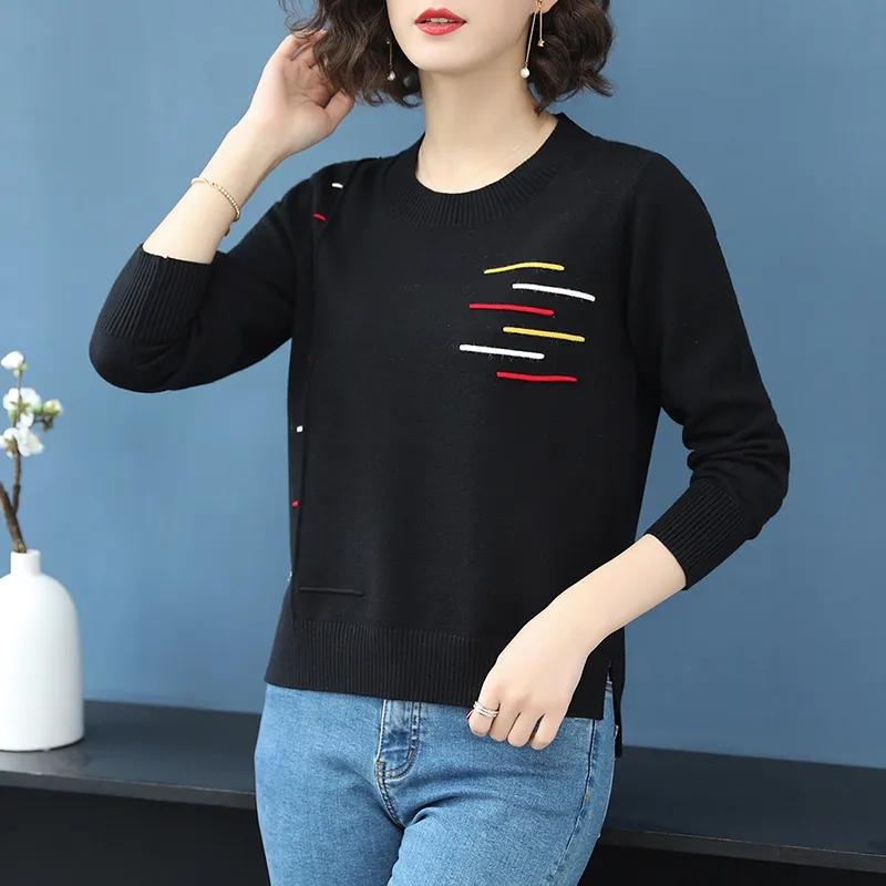 Frühling Herbst Damen O-Ausschnitt Pullover Jumper Basic Warme Kleidung Weiblich Pull Femme Gestrickter Pullover Pullover und Pullover XXXL schwarz von Joom DACH