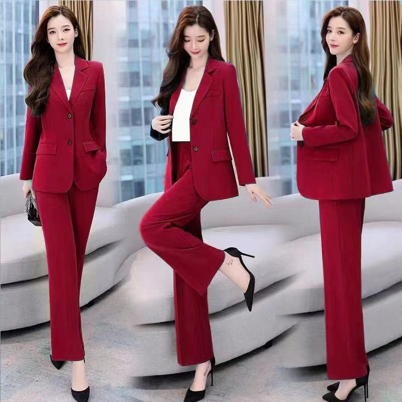 Frühling Herbst Dünnschliff Blazer Damen Revers Knopf Abschnitt Jacke + Lässige Gerade Hose Zweiteiliges Set 5XL Frühling Herbst Dünnschliff Blazer Damen Revers Knopf Abschnitt Jacke + Lässige Gerade Hose Zweiteiliges Set 5XL von Joom DACH