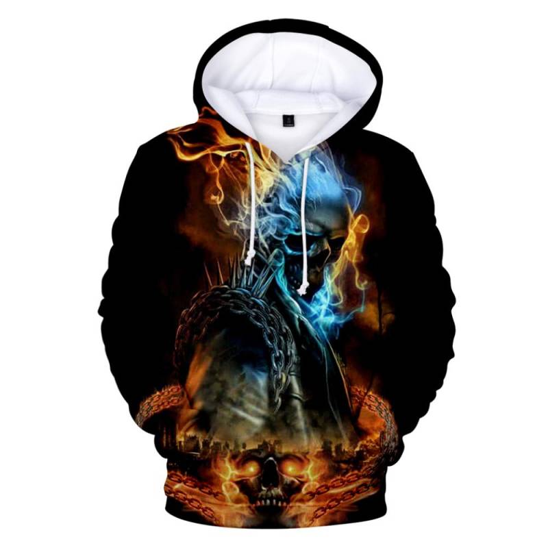 Frühling Herbst Feuer und Schädel 3D Druck männer Hoodie Mode Sweatshirt Hip Hop Straße Langarm Pullover Hoodies Casual tops 4XL von Joom DACH
