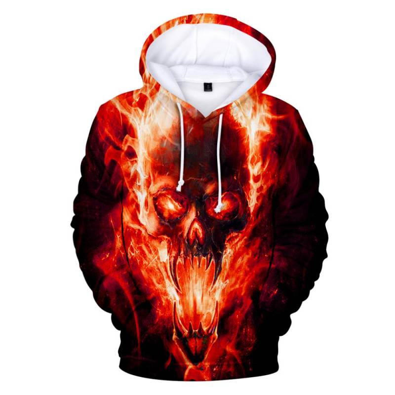 Frühling Herbst Feuer und Schädel 3D Druck männer Hoodie Mode Sweatshirt Hip Hop Straße Langarm Pullover Hoodies Casual tops M von Joom DACH