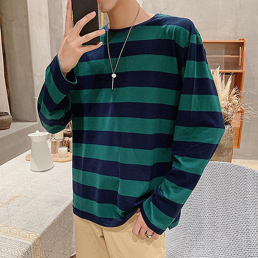 Frühling Herbst Gestreiften T Shirts Männer Casual Langarm T-shirt Männlichen Lose Pullover Tops Mann Winter T-shirt Für Männer Kleidung L von Joom DACH