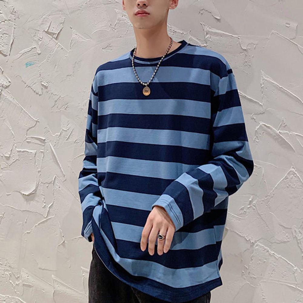 Frühling Herbst Gestreiften T Shirts Männer Casual Langarm T-shirt Männlichen Lose Pullover Tops Mann Winter T-shirt Für Männer Kleidung XL von Joom DACH