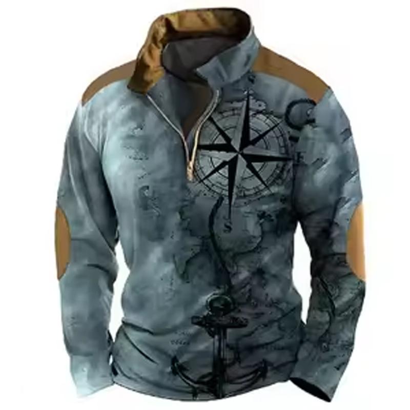 Frühling Herbst Herren Kleidung Langarm 3D Digitaldruck 100% Polyester Elastisch und Geeignet für Sport- und Freizeitkleidung M von Joom DACH