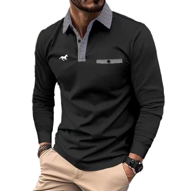 Frühling Herbst Herren Langarm Tops Poloshirt Poloshirt Herren Lässig Poloshirt Mode Streifen Golf Poloshirt 3XL schwarz von Joom DACH