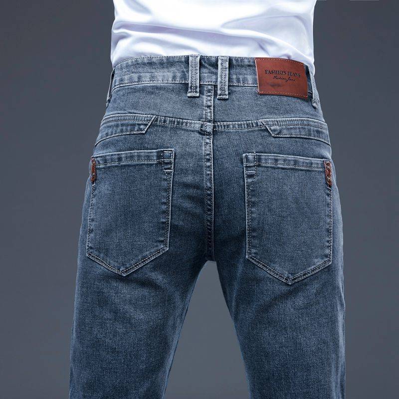 Frühling Herbst Herren Smart Jeans Business Fashion Straight Regular Blue Stretch Denim Hose Klassische Männer Übergröße 29 von Joom DACH