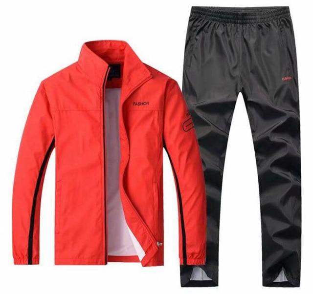 Frühling Herbst Herren Sportswear 2 Stück Sets Sport Anzug Jacke Sweatsuit Männliche Kleidung Trainingsanzug L von Joom DACH