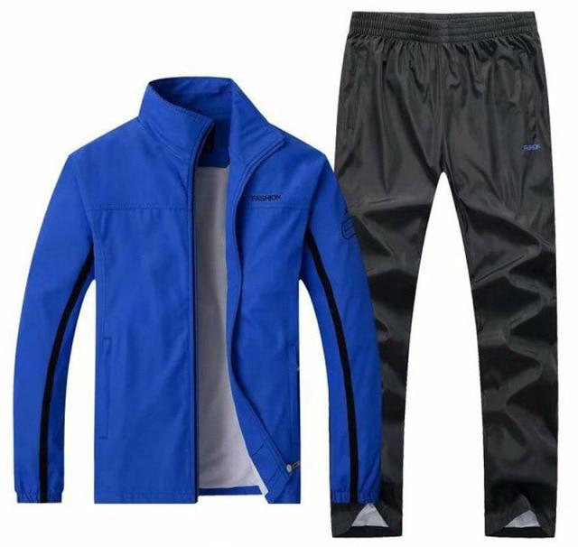 Frühling Herbst Herren Sportswear 2 Stück Sets Sport Anzug Jacke Sweatsuit Männliche Kleidung Trainingsanzug XXL von Joom DACH
