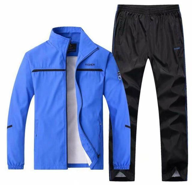 Frühling Herbst Herren Sportswear 2 Stück Sets Sport Anzug Jacke Sweatsuit Männliche Kleidung Trainingsanzug XXXL von Joom DACH