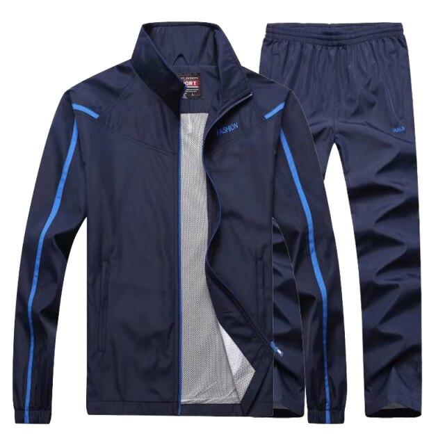 Frühling Herbst Herren Sportswear 2 Stück Sets Sport Anzug Jacke Sweatsuit Männliche Kleidung Trainingsanzug XXXXL von Joom DACH