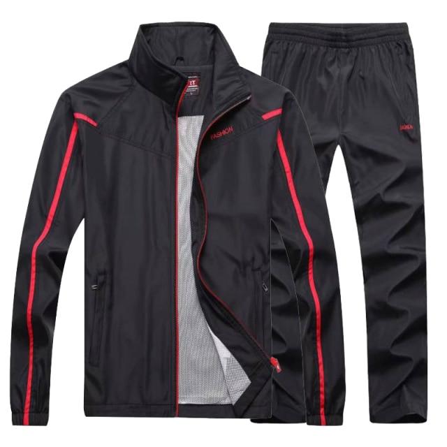 Frühling Herbst Herren Sportswear 2 Stück Sets Sport Anzug Jacke Sweatsuit Männliche Kleidung Trainingsanzug XXXXL von Joom DACH