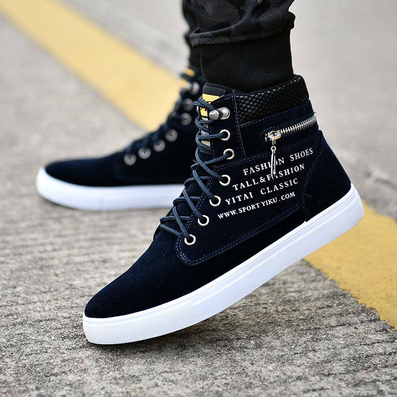 Frühling Herbst High Top Herrenschuhe Leder Herren Casual Sneaker Schuhe Schnürschuhe Wild Plateau Sneakers Flache vulkanisierte Schuhe 38 von Joom DACH