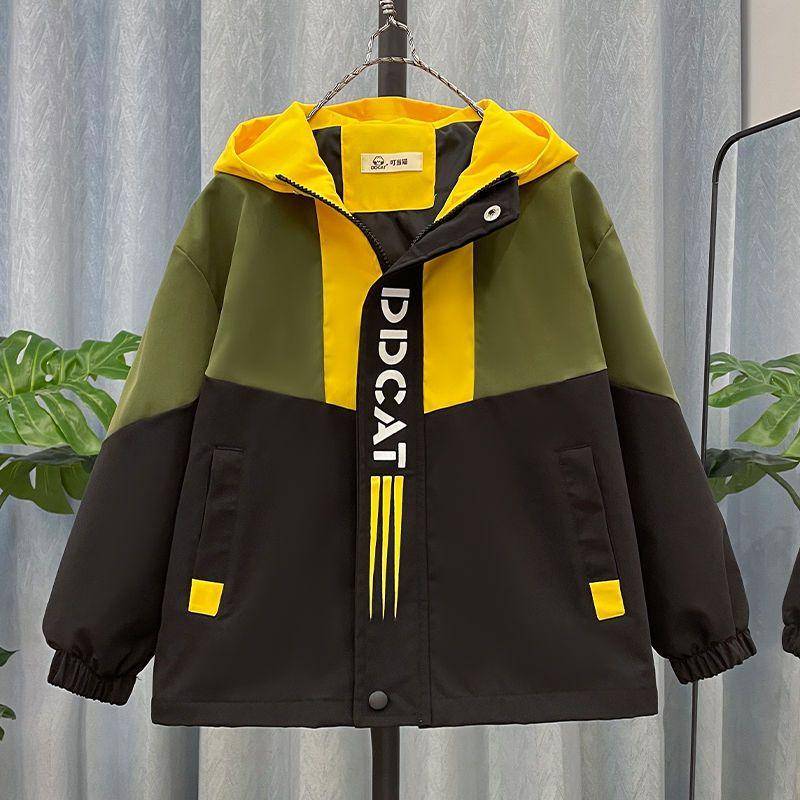 Frühling Herbst Jacke für Jungen Mode Patchwork Windjacke Casual Kapuzen Mantel Kinder Kleidung 160 von Joom DACH
