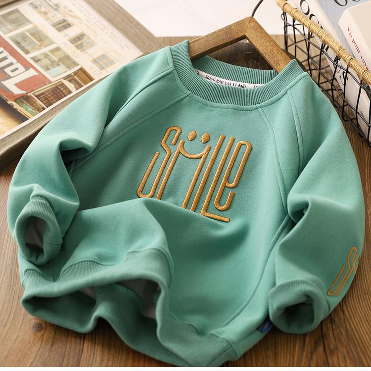 Frühling Herbst Jungen Hemd Mode Brief Lächeln Volle Hülse Teenager Jungen Sweatshirt Kinder Kleidung 110cm grün von Joom DACH