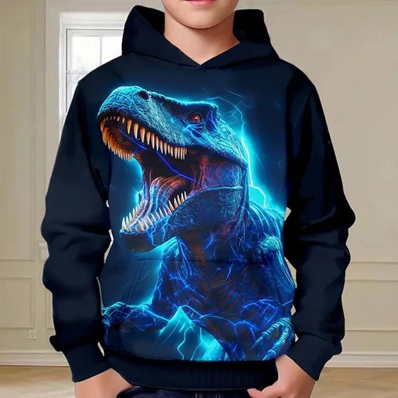 Frühling Herbst Jungen Hoodie Pullover 3D Dinosaurier Druck Fashion Street Dazzling Cool Kinder Kleidung Casual Langarm Hoodies Tops 120CM von Joom DACH