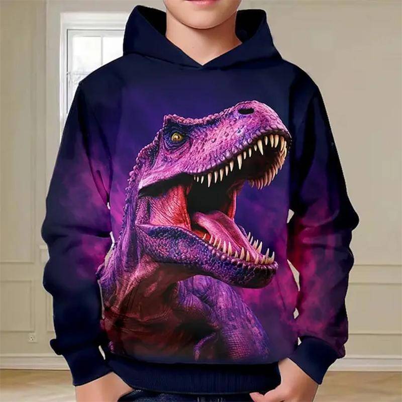 Frühling Herbst Jungen Hoodie Pullover 3D Dinosaurier Druck Fashion Street Dazzling Cool Kinder Kleidung Casual Langarm Hoodies Tops 140CM von Joom DACH