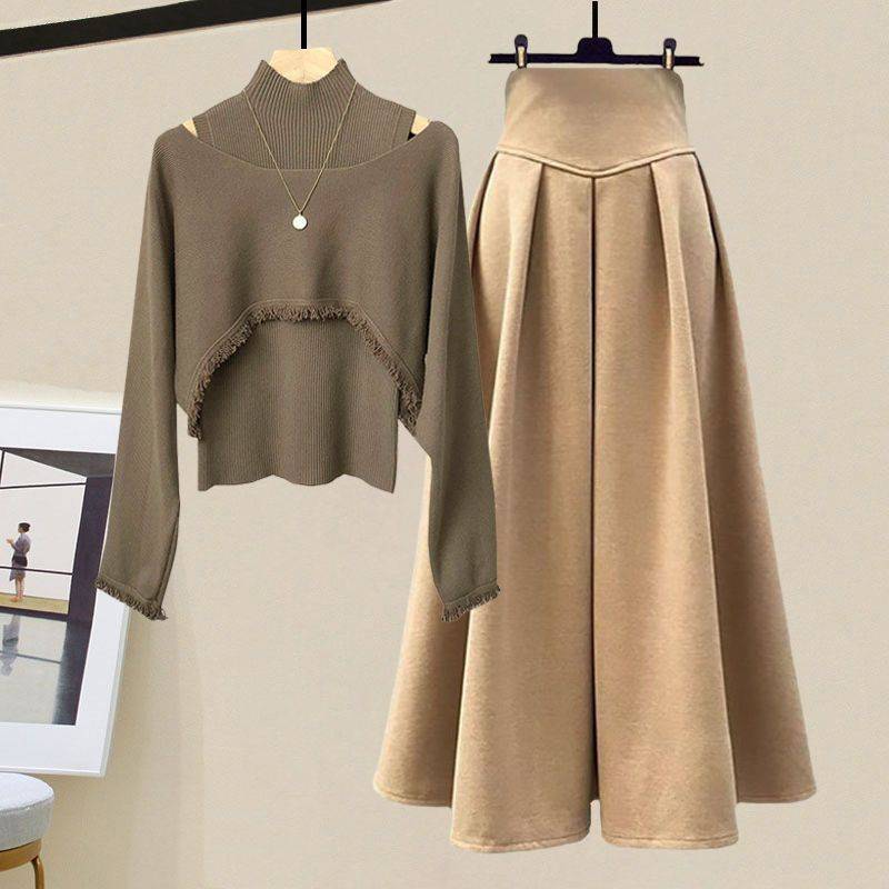 Frühling Herbst Koreanisch Elegant Strick Halber Stehkragen Unterteil Pullover+Midi Rock Zweiteiler Damen Kleideranzug XL Frühling Herbst Koreanisch Elegant Strick Halber Stehkragen Unterteil Pullover+Midi Rock Zweiteiler Damen Kleideranzug XL von Joom DACH