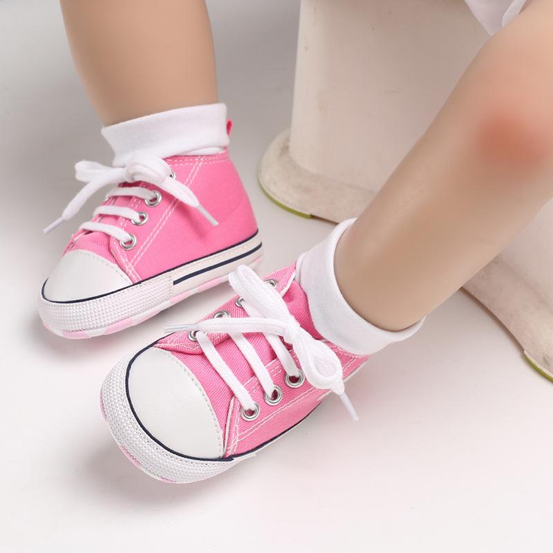Frühling Herbst Leinwand Kleinkind Baby Schuhe Erste Wanderer Baby Sneaker Neugeborenen Baby Mokassins Krippe Schuhe 12-18m rosa von Joom DACH