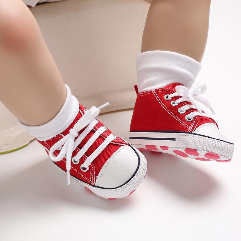 Frühling Herbst Leinwand Kleinkind Baby Schuhe Erste Wanderer Baby Sneaker Neugeborenen Baby Mokassins Krippe Schuhe 6-12m rot von Joom DACH