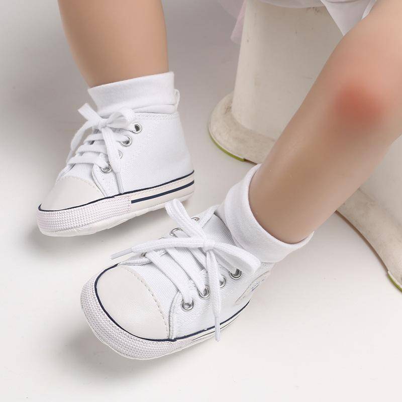 Frühling Herbst Leinwand Kleinkind Baby Schuhe Erste Wanderer Baby Sneaker Neugeborenen Baby Mokassins Krippe Schuhe 6-12m weiß von Joom DACH