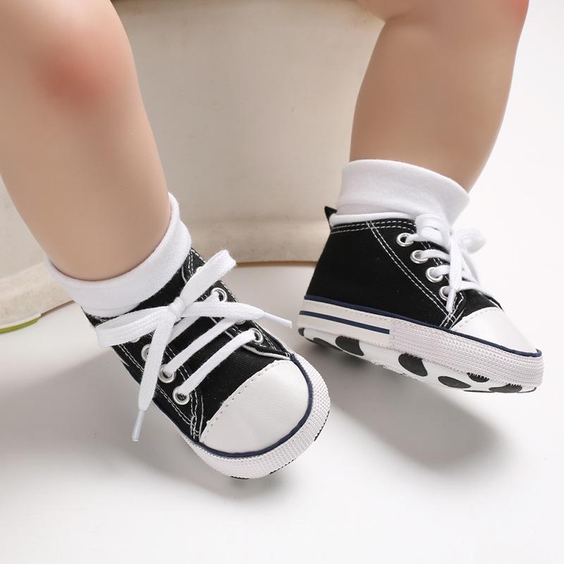 Frühling Herbst Leinwand Kleinkind Baby Schuhe Erste Wanderer Baby Sneaker Neugeborenen Baby Mokassins Krippe Schuhe 6-12m schwarz von Joom DACH
