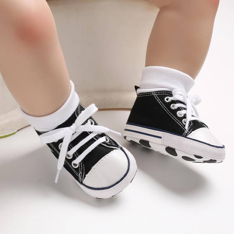 Frühling Herbst Leinwand Kleinkind Baby Schuhe Erste Wanderer Baby Sneaker Neugeborenen Baby Mokassins Krippe Schuhe 6-12m schwarz von Joom DACH