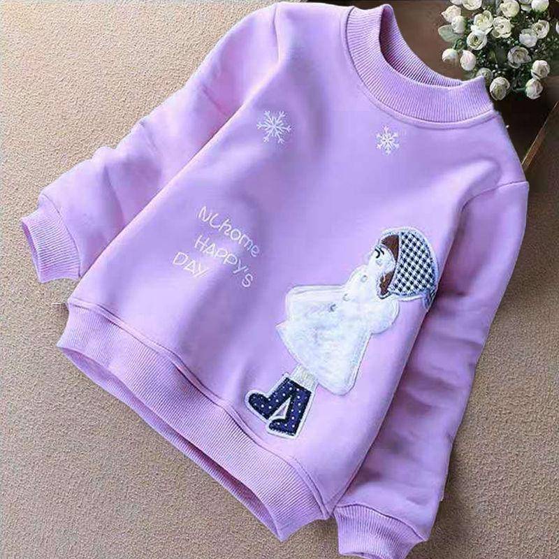 Frühling Herbst Mädchen Shirts Jugendliche kinder Koreanische Langarm Baumwolle Cartoon Tops Kinder Bodenbildung Shirt Pullover 120 violett von Joom DACH