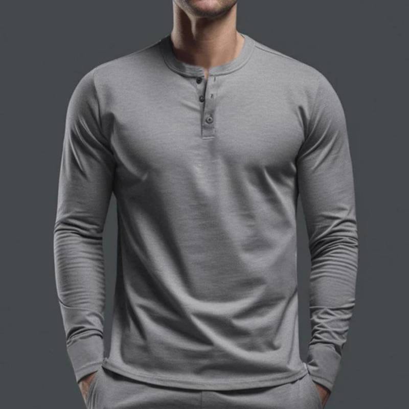 Frühling Herbst Männer Henley Shirt männer Polo Shirts Casual Grau Weiß Langarm Mann Basis Shirts M dunkelgrau von Joom DACH