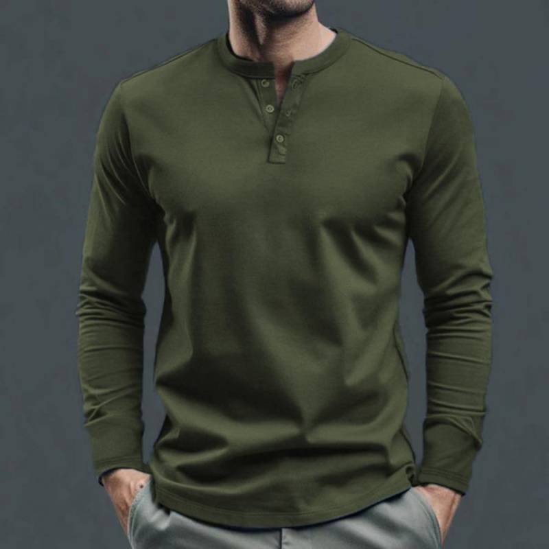 Frühling Herbst Männer Henley Shirt männer Polo Shirts Casual Grau Weiß Langarm Mann Basis Shirts XL armee grüne von Joom DACH