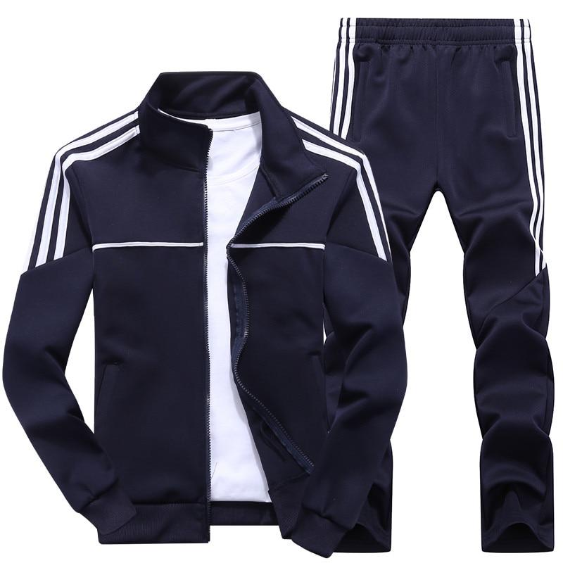 Frühling Herbst Männer Mode Zwei Stück Set Mann Lässige Sportswear 2 Stück Sets Sport Anzug Jacke Hose Sweatsuit Männliche Trainingsanzug set 5XL dunkelblaue von Joom DACH