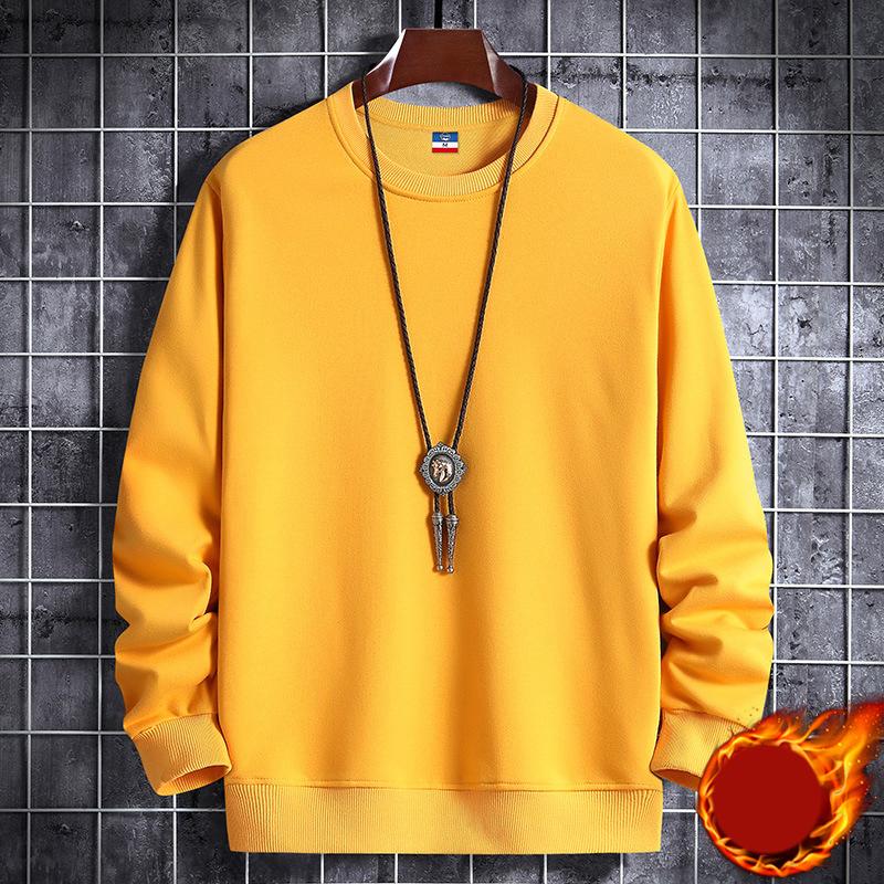 Frühling Herbst Mode Schwarz Herren Solide Rundhals Pullover Langarm Loose Fit Weiß Blau Casual Pullove Print Verdickung Warm Sweatshirt Gelb 4XL arylide gelbe von Joom DACH