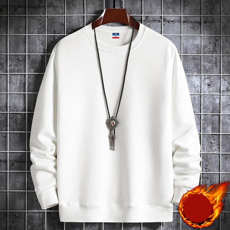 Frühling Herbst Mode Schwarz Herren Solide Rundhals Pullover Langarm Loose Fit Weiß Blau Casual Pullove Print Verdickung Warm Sweatshirt Gelb XXXL anti-blitz weiße von Joom DACH