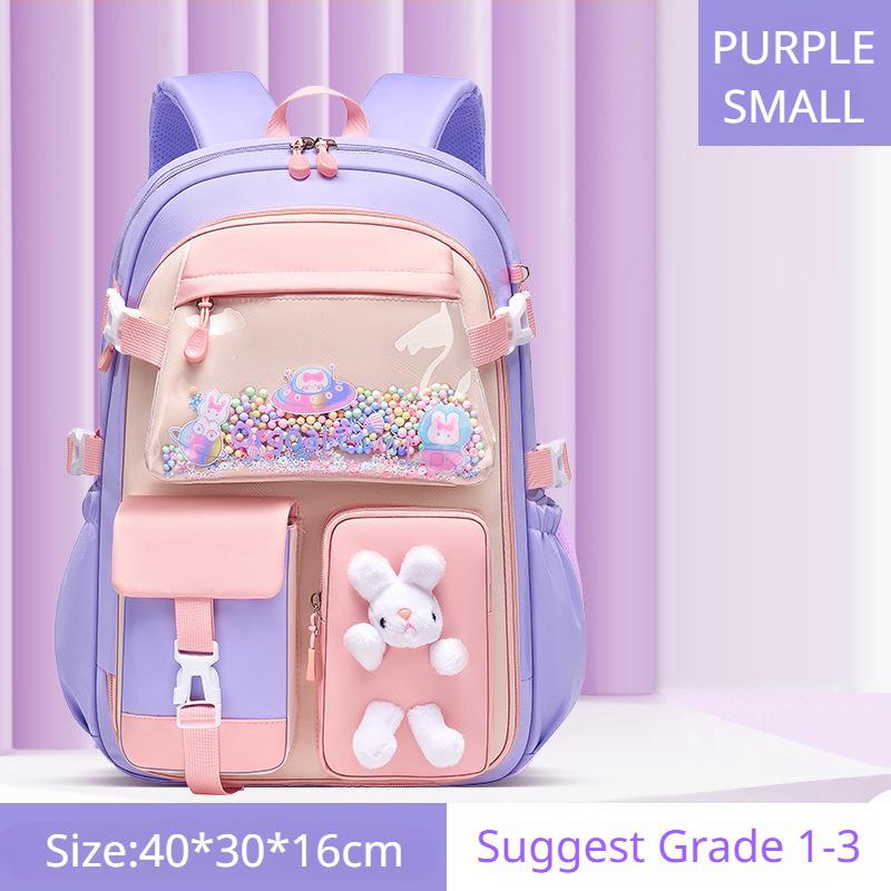 Frühling Herbst Neue Grundschule Mädchen Schulranzen Wirbelsäule Schützen Leichte Kinder Rucksack Kühlschrank Öffnen Große Kapazität Büchertasche Teenager Student Small size violett von Joom DACH