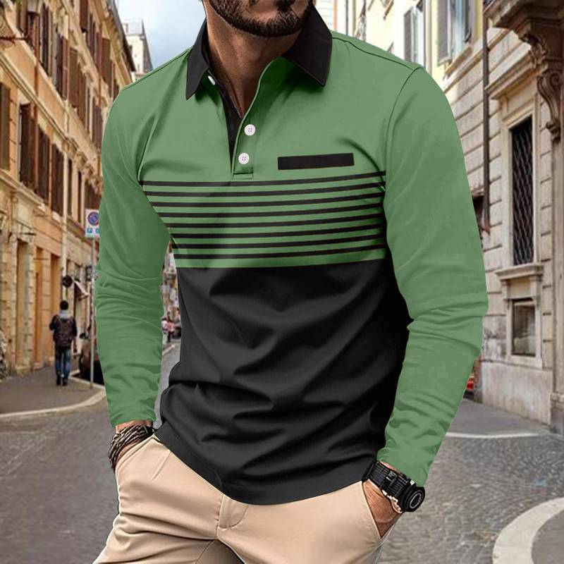 Frühling Herbst Polo Shirts Mode Tasche herren Sport Langarm Polo Shirt XXL grün von Joom DACH