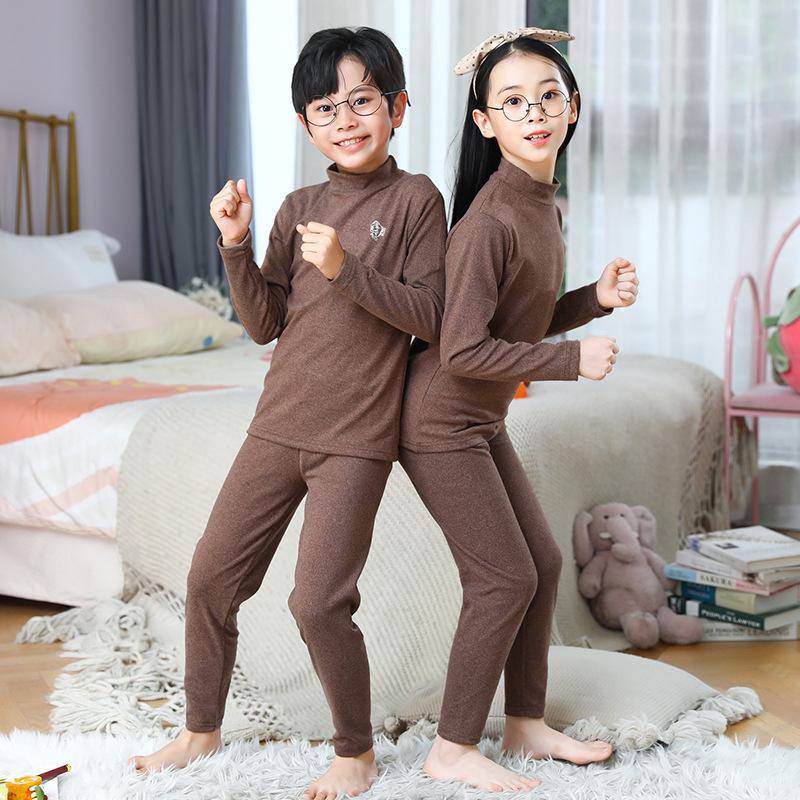 Frühling Herbst Thermo-Unterwäsche Anzug Mädchen Sets Jungen Pyjama Sets Baby Nachtwäsche Kinder 110cm kaffeebraun von Joom DACH