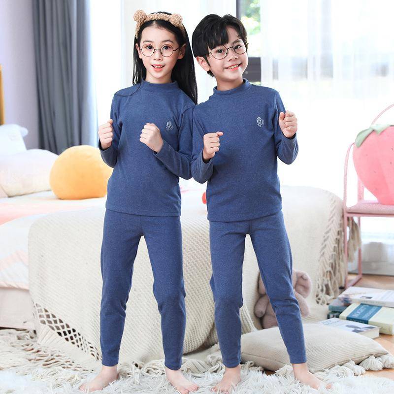 Frühling Herbst Thermo-Unterwäsche Anzug Mädchen Sets Jungen Pyjama Sets Baby Nachtwäsche Kinder 130cm blau von Joom DACH