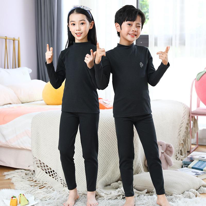Frühling Herbst Thermo-Unterwäsche Anzug Mädchen Sets Jungen Pyjama Sets Baby Nachtwäsche Kinder 160cm schwarz von Joom DACH