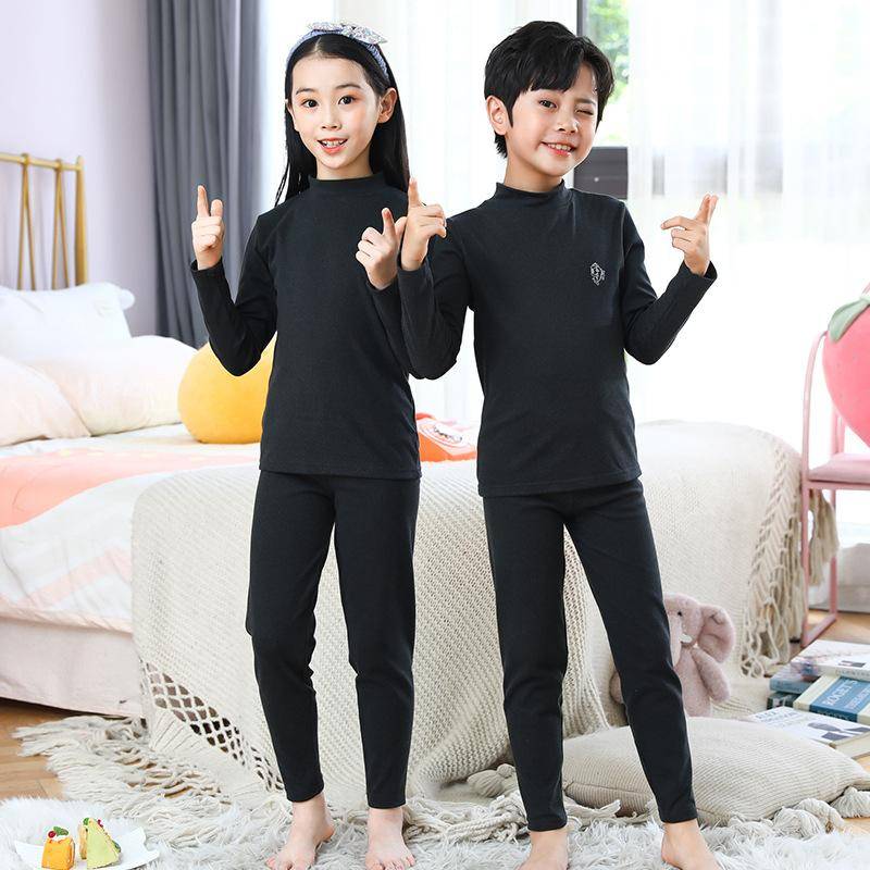 Frühling Herbst Thermo-Unterwäsche Anzug Mädchen Sets Jungen Pyjama Sets Baby Nachtwäsche Kinder 160cm schwarz von Joom DACH