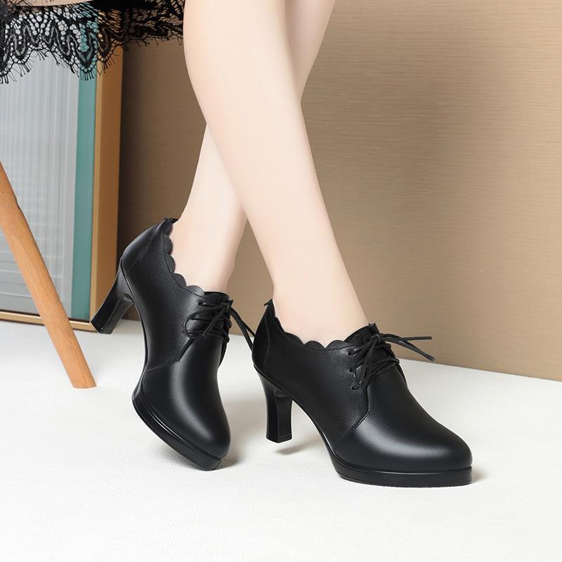 Frühling Herbst Weiches Leder Weiche Sohle Vielseitige Mode Bequeme High Heels Schnürschuhe mit tiefem Mund Damen Lederschuhe 35 Frühling Herbst Weiches Leder Weiche Sohle Vielseitige Mode Bequeme High Heels Schnürschuhe mit tiefem Mund Damen Lederschuhe 35 von Joom DACH