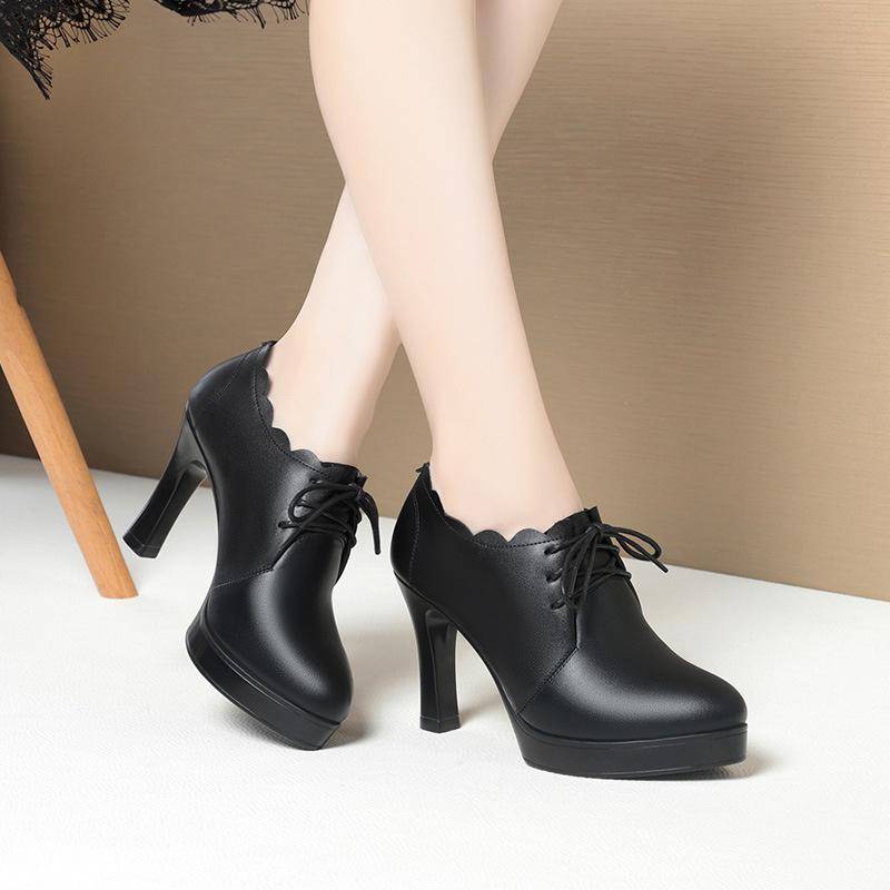 Frühling Herbst Weiches Leder Weiche Sohle Vielseitige Mode Bequeme High Heels Schnürschuhe mit tiefem Mund Damen Lederschuhe 36 Frühling Herbst Weiches Leder Weiche Sohle Vielseitige Mode Bequeme High Heels Schnürschuhe mit tiefem Mund Damen Lederschuhe 36 von Joom DACH