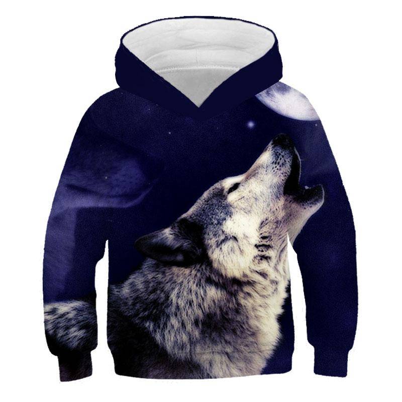 Frühling Herbst Wolf Tiere Drucken 3D Hoodies 1-14 Jahre Kinder Cartoon Anime Grafik Kinder Jungen Langarm Harajuku sweatshirt 140 von Joom DACH