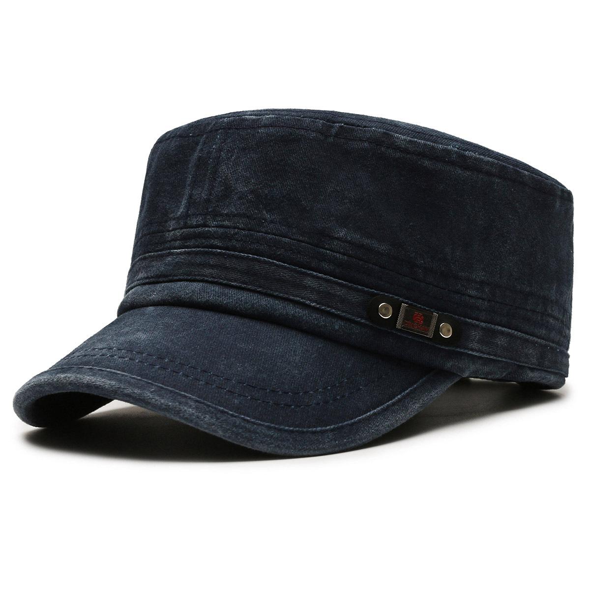 Frühling Herbst herren Military Caps Denim Schiebermütze Armee Visiere Hut Männer Training Cadet Caps dunkelblau von Joom DACH
