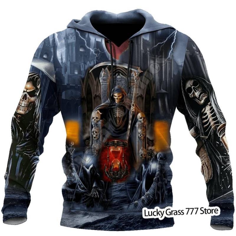 Frühling Herbst männer Hoodies Sweatshirt 3D Druck Reaper Schädel Engel Und Dämon Mann Kleidung Mode Casual Pullover Pullover Männlich XXL von Joom DACH