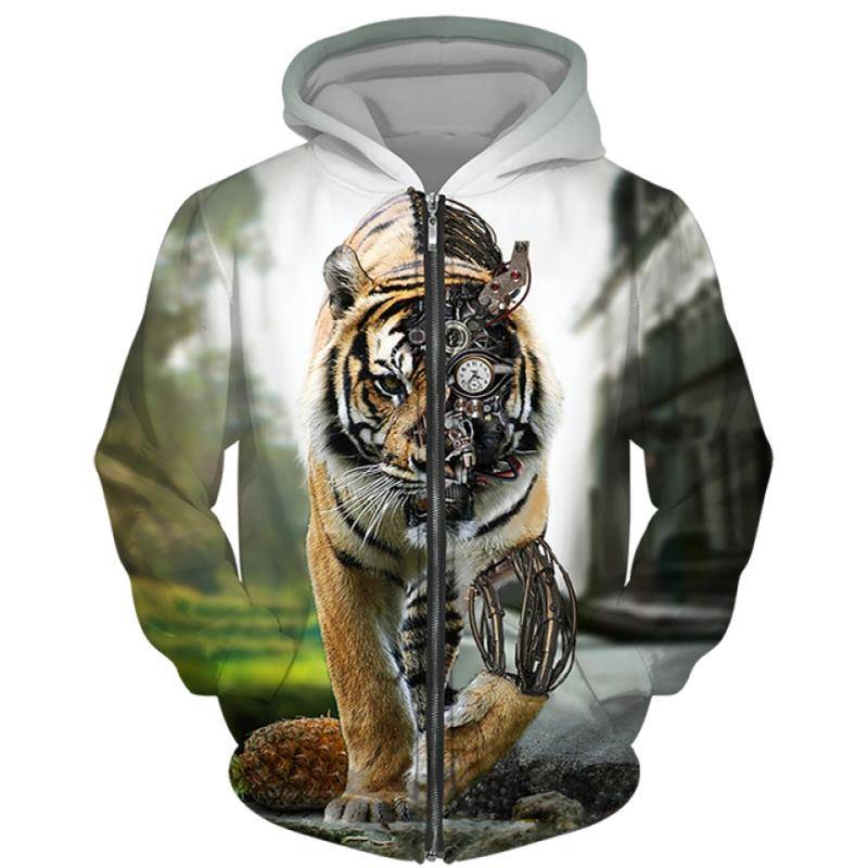 Frühling Herbst männer Zipper Hoodie Sweatshirts 3D Tier Löwe Tier Druck Mit Kapuze Pullover Mode Jacke Casual Sportswear 2XL von Joom DACH