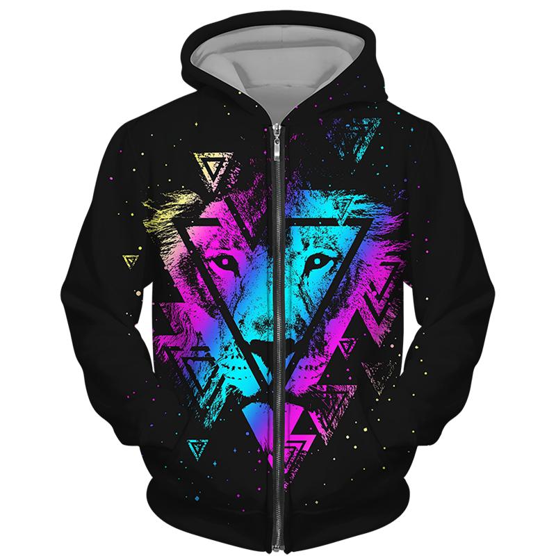Frühling Herbst männer Zipper Hoodie Sweatshirts 3D Tier Löwe Tier Druck Mit Kapuze Pullover Mode Jacke Casual Sportswear 3XL von Joom DACH