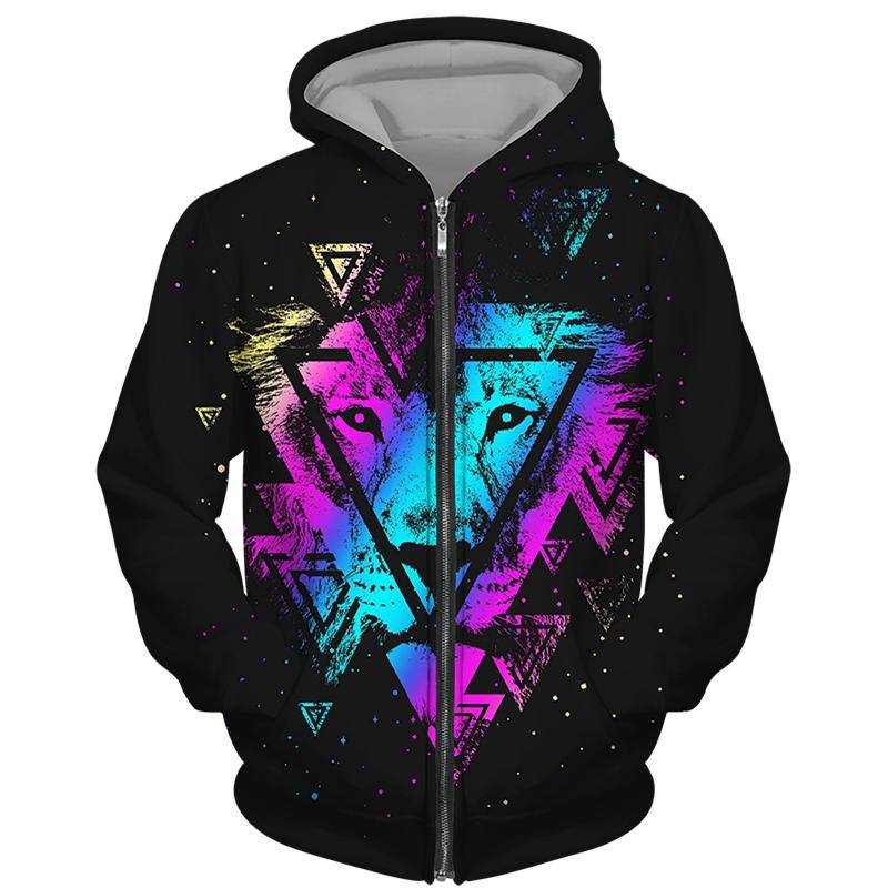 Frühling Herbst männer Zipper Hoodie Sweatshirts 3D Tier Löwe Tier Druck Mit Kapuze Pullover Mode Jacke Casual Sportswear 3XL von Joom DACH