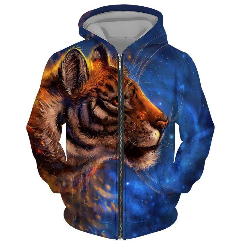 Frühling Herbst männer Zipper Hoodie Sweatshirts 3D Tier Löwe Tier Druck Mit Kapuze Pullover Mode Jacke Casual Sportswear 5XL von Joom DACH