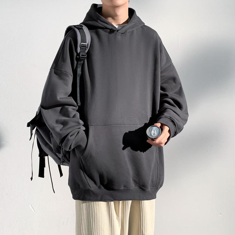 Frühling Kapuzen Langarm Hoodie Männer Loose Ins Marke Casual Crewneck Pullover Basishemd Einfarbig Jungen Hemd 3XL von Joom DACH